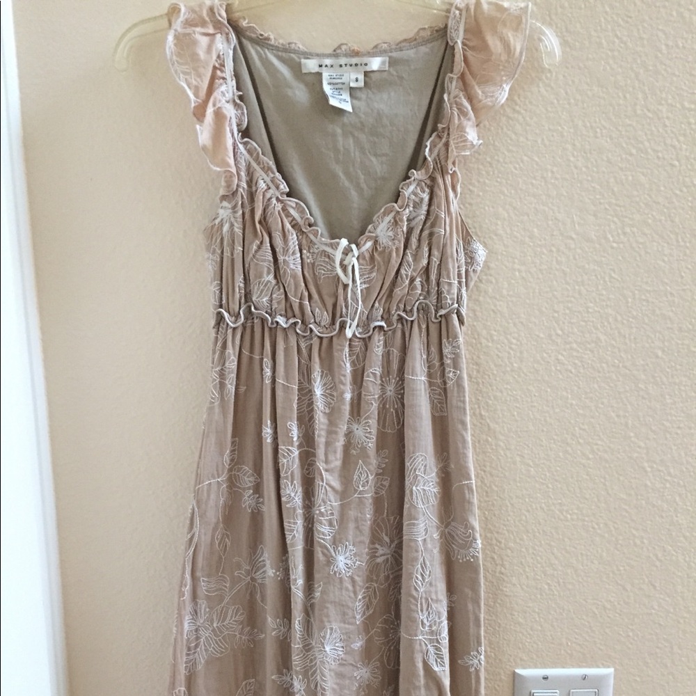 Beige Embroidered Summer Dress